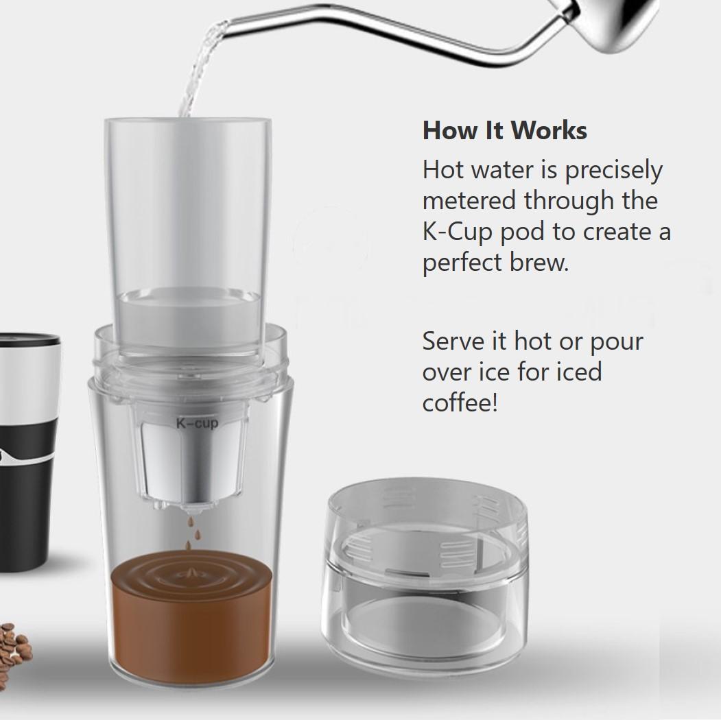 K-Cup pour over coffee brewer in use